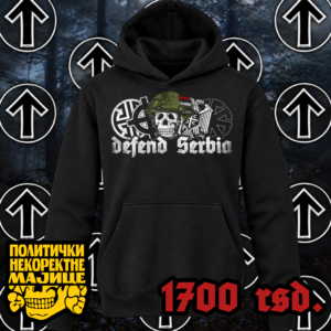 Defend Serbia, lobanja, šlem. Duks crni.